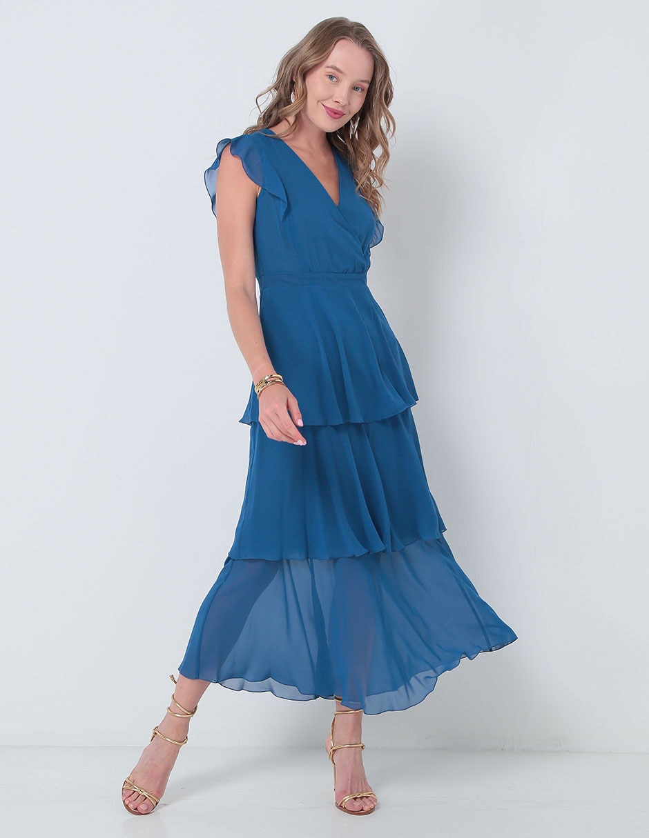 Vestido crop de fiesta escote V