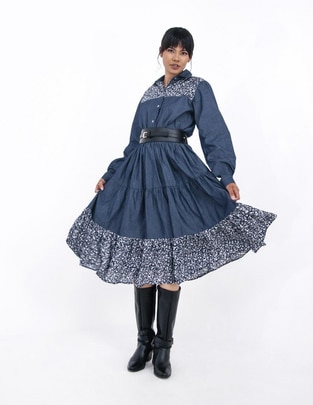 Vestido midi casual w55 para mujer Vestido midi casual w55 para mujer