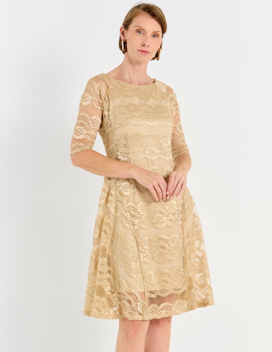 Vestido a la rodilla de fiesta escote redondo 1