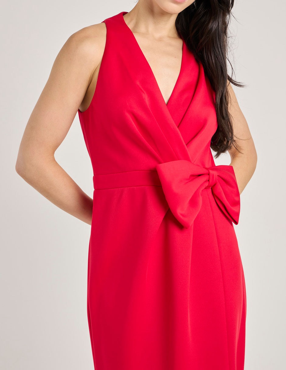 Vestido midi de fiesta escote V