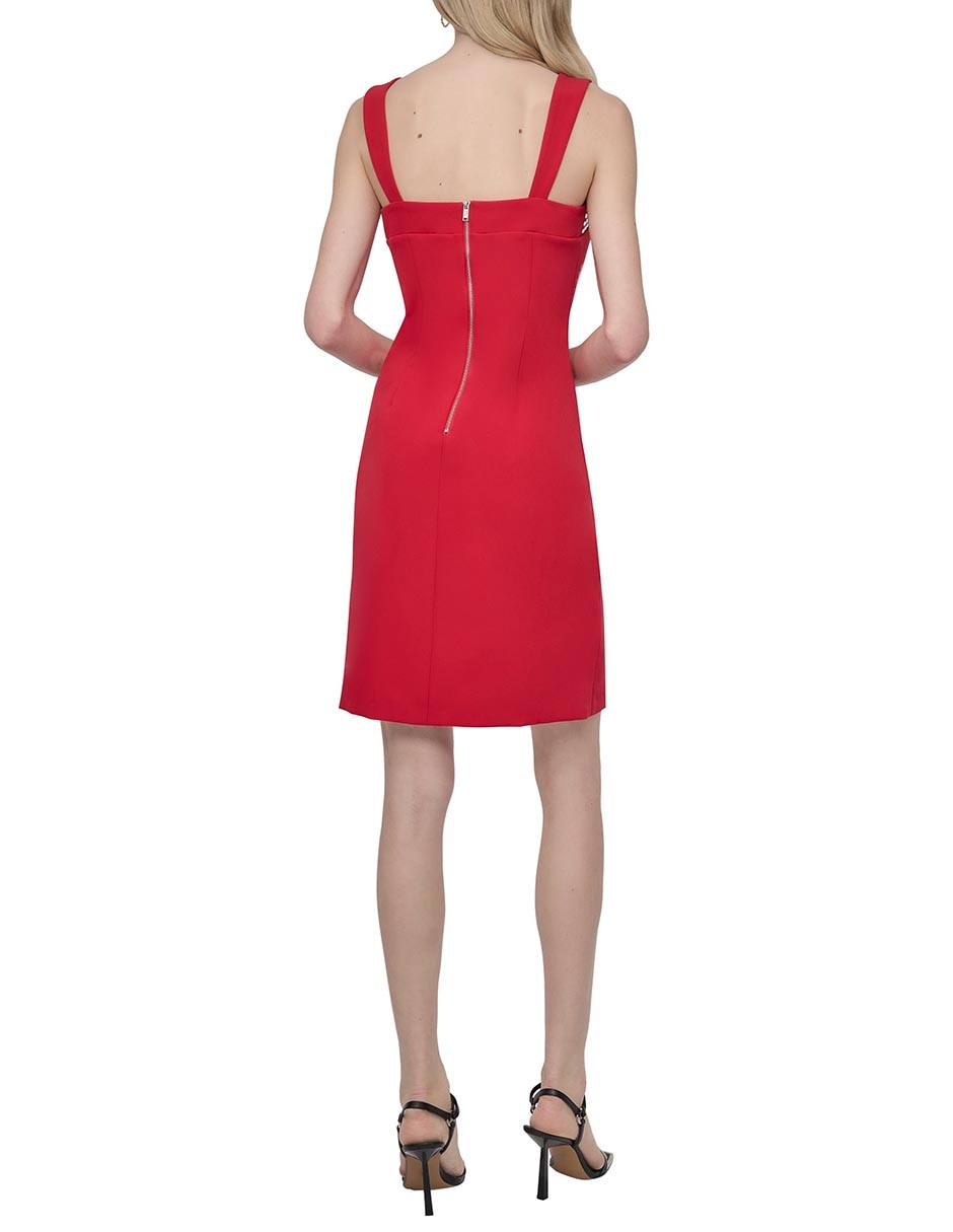 Vestido a la rodilla de fiesta escote Cuadrado