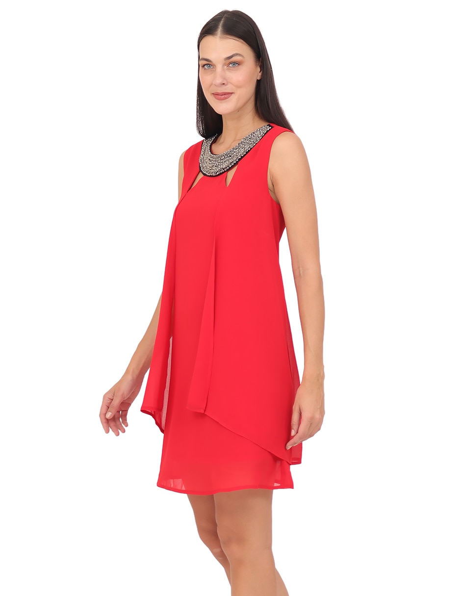 Vestido a la rodilla de fiesta rue de la paix escote redondo