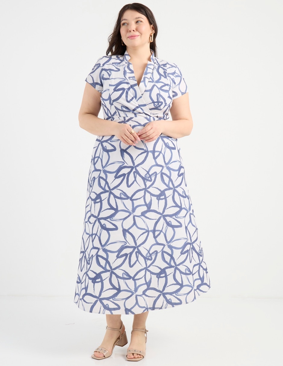 Vestido midi casual escote V 1