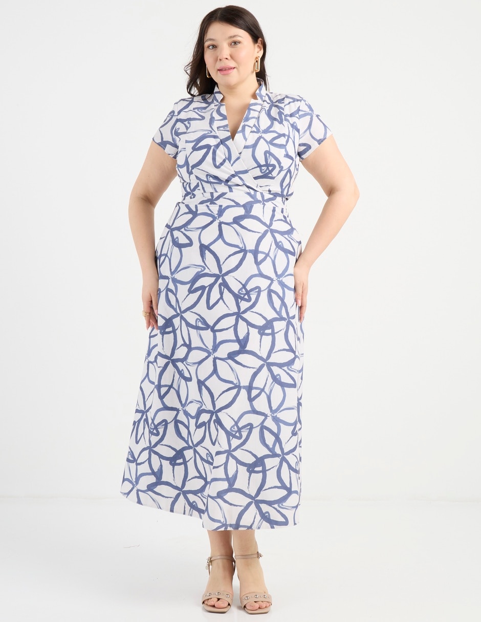 Vestido midi casual escote V 7