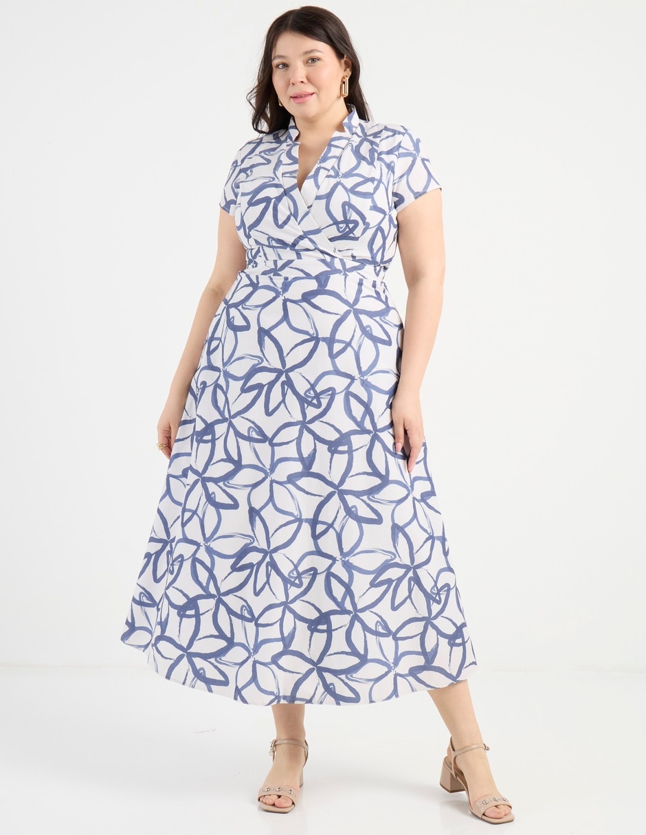 Vestido midi casual escote V 8