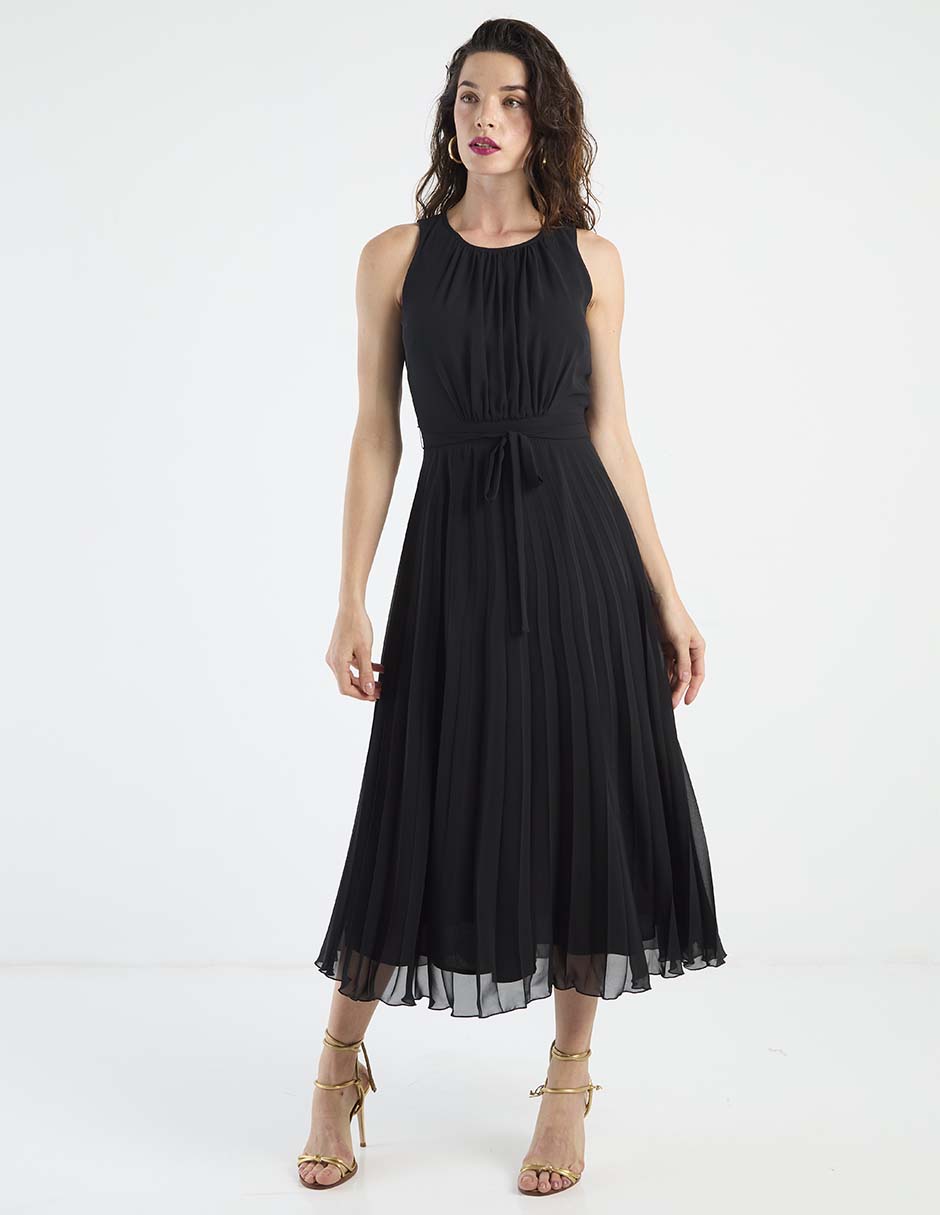 Vestido midi de fiesta escote redondo 2