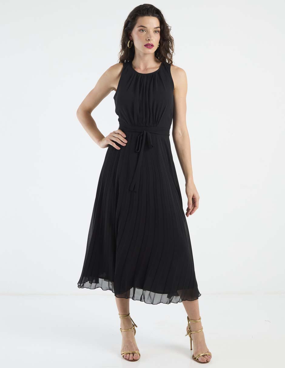 Vestido midi de fiesta escote redondo 3