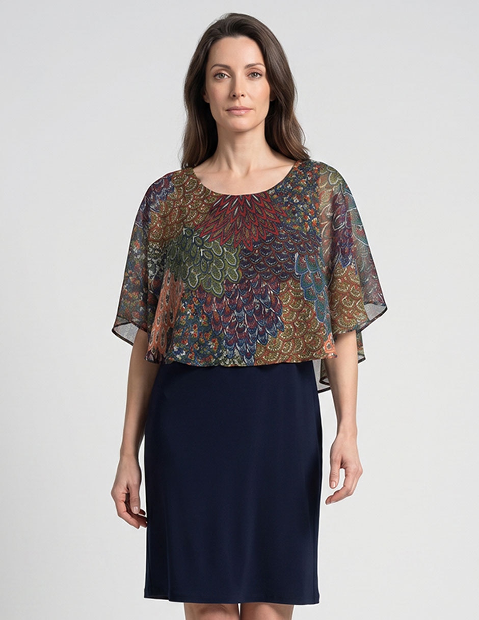 Vestido a la rodilla de fiesta con cuello para mujer