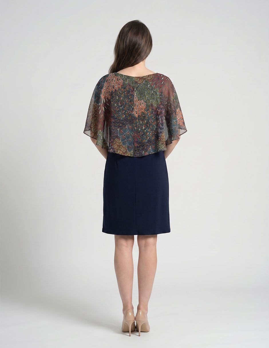 Vestido a la rodilla de fiesta con cuello para mujer 2