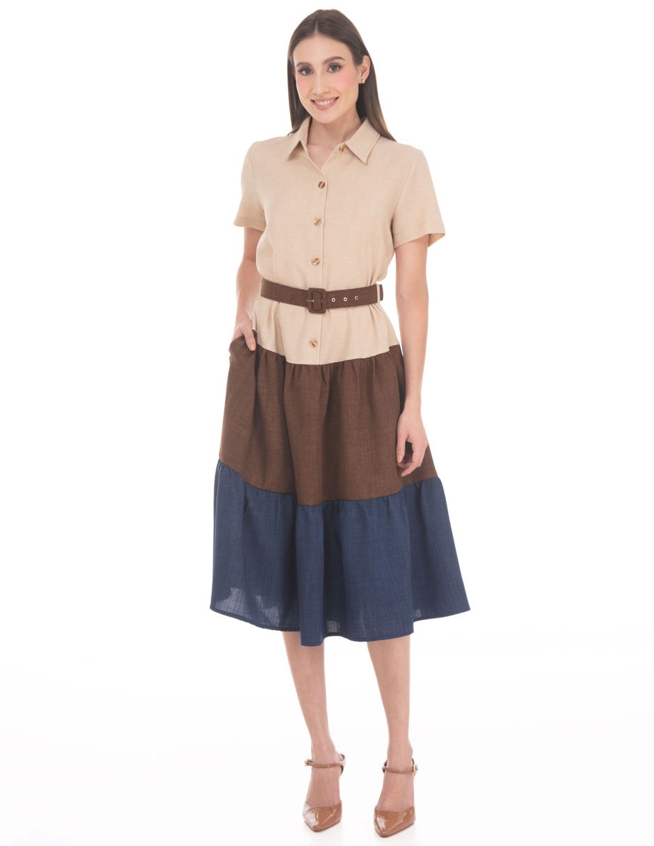 Vestido midi casual coleccion mayo para mujer