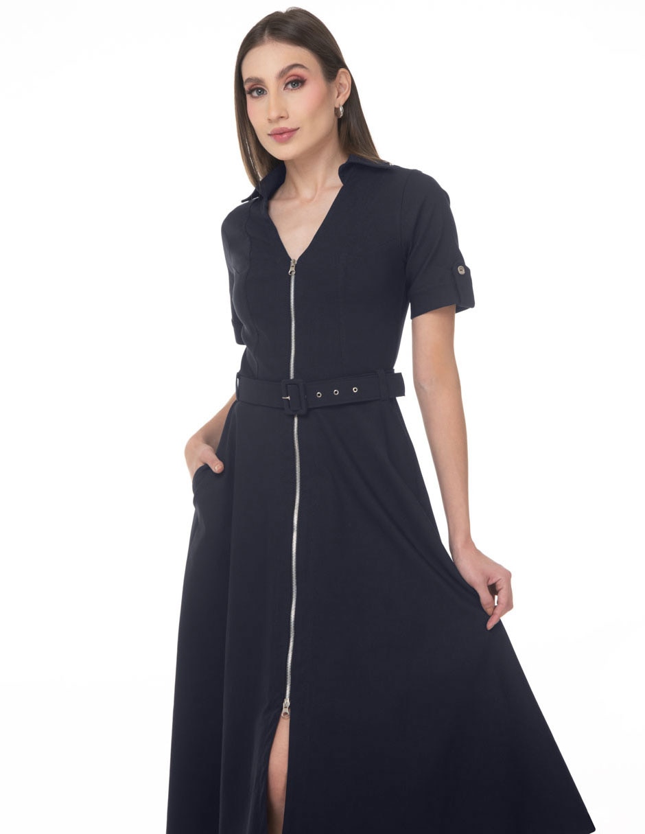 Vestido camisero midi casual coleccion junio para mujer 3