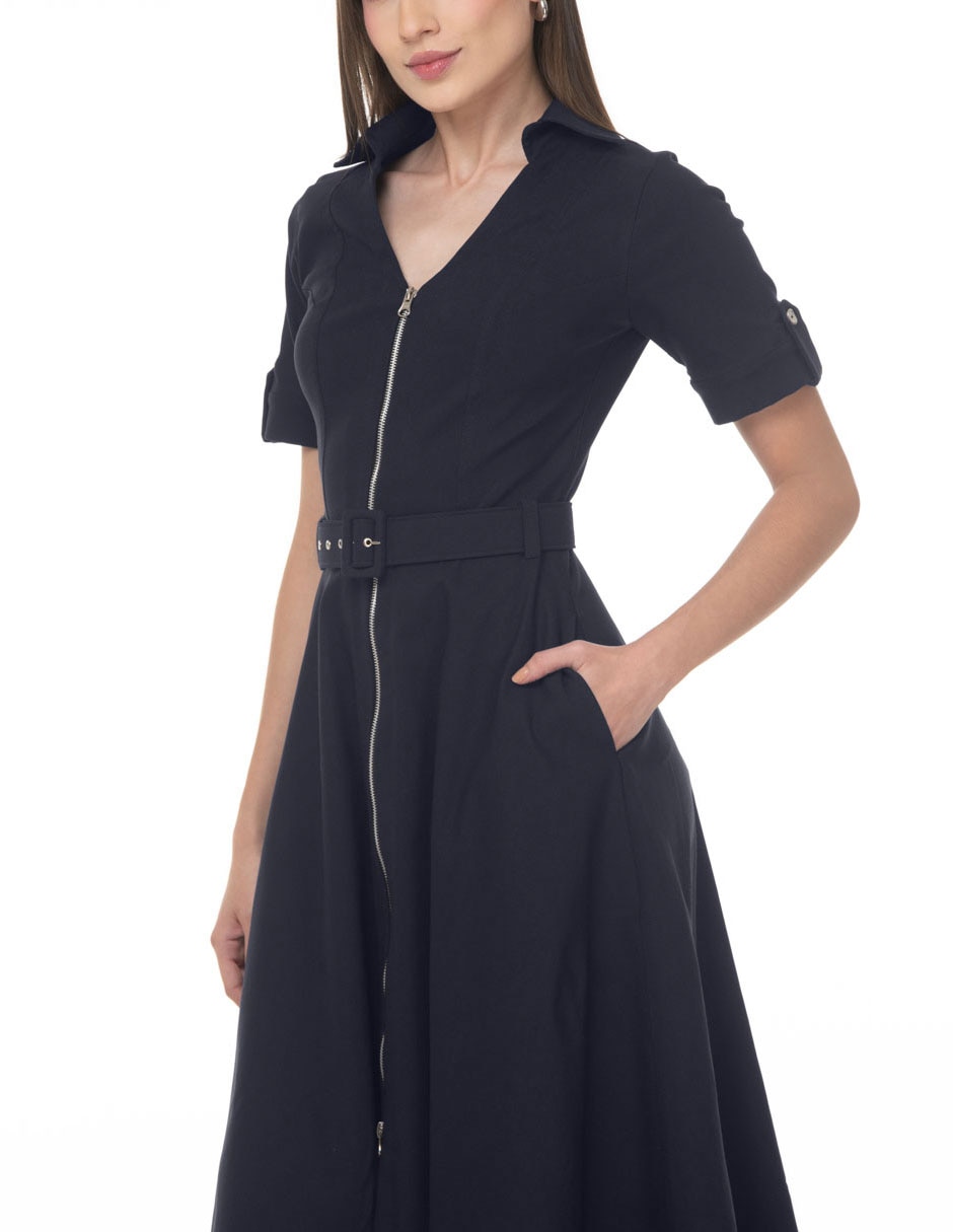 Vestido camisero midi casual coleccion junio para mujer 4