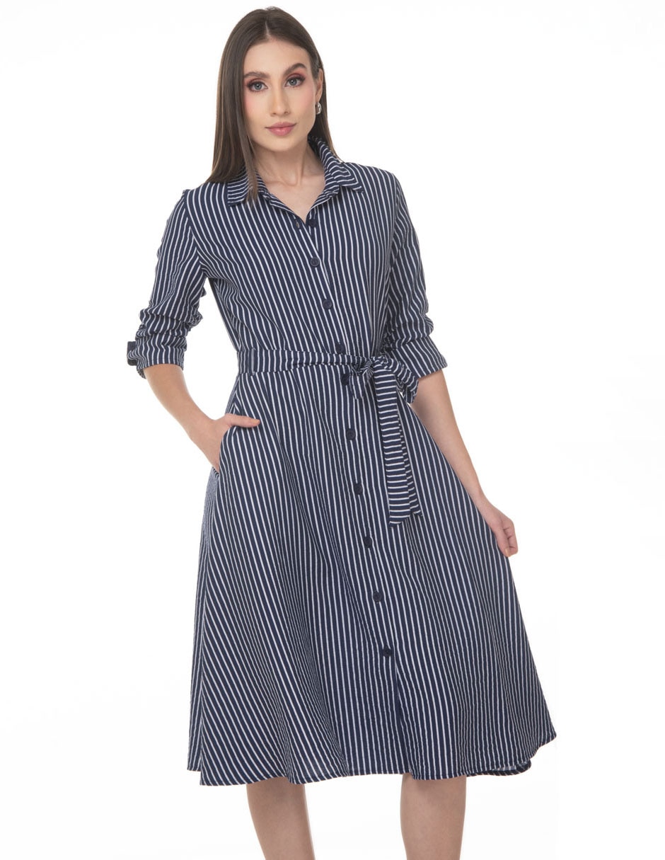 Vestido camisero midi casual coleccion junio para mujer 3
