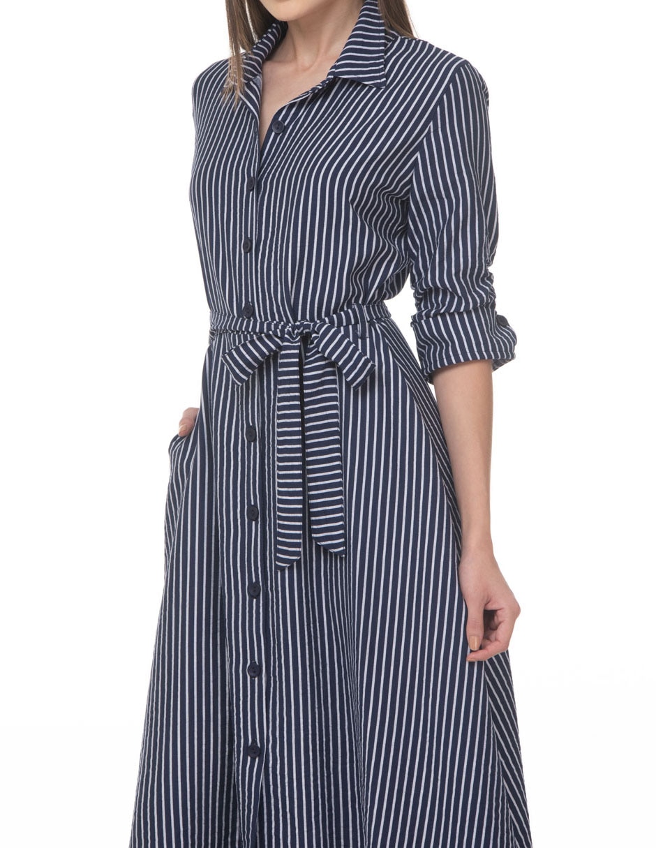 Vestido camisero midi casual coleccion junio para mujer 4
