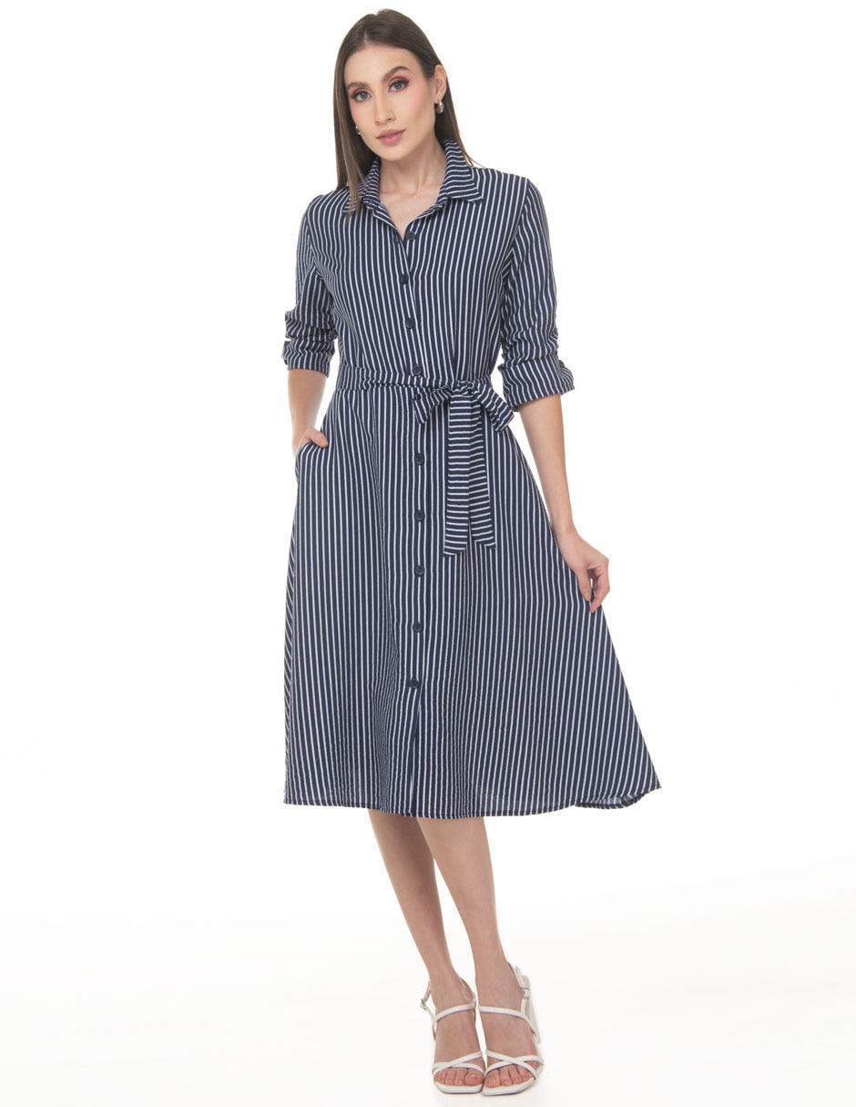 Vestido camisero midi casual coleccion junio para mujer