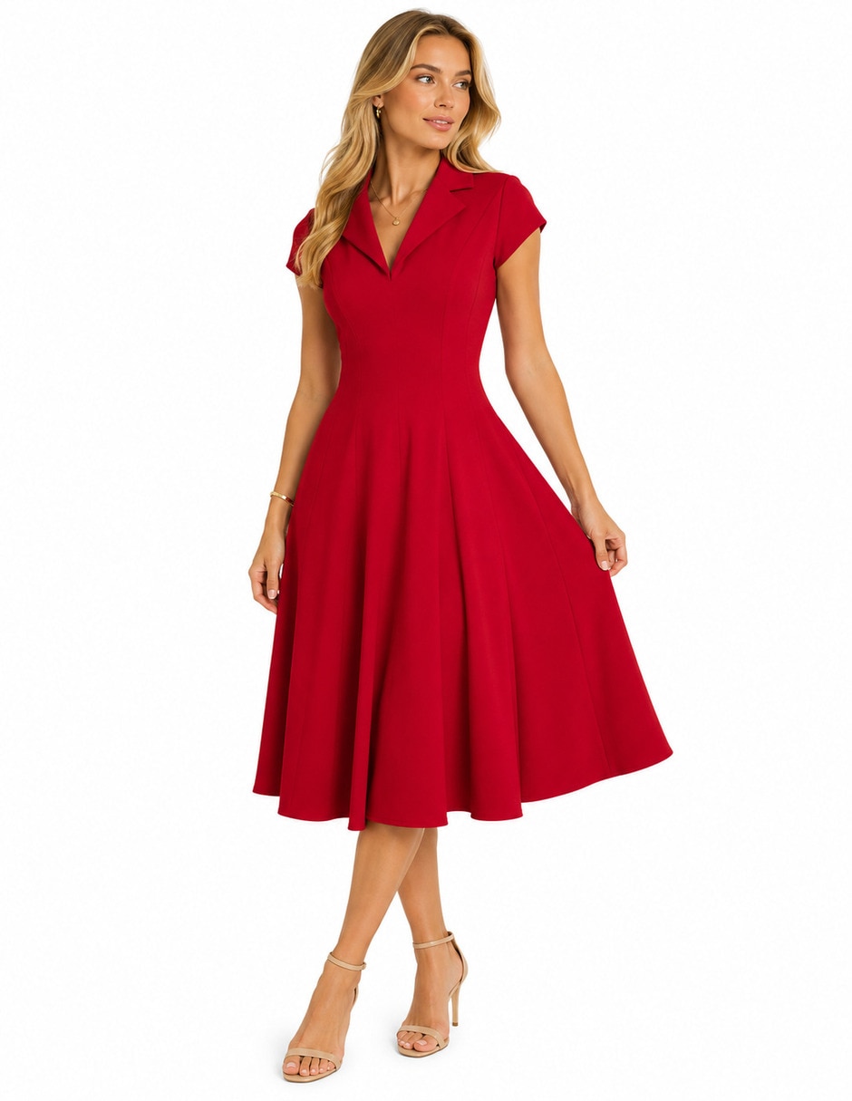 Vestido midi formal r de la p para mujer Vestido midi formal r de la p para mujer