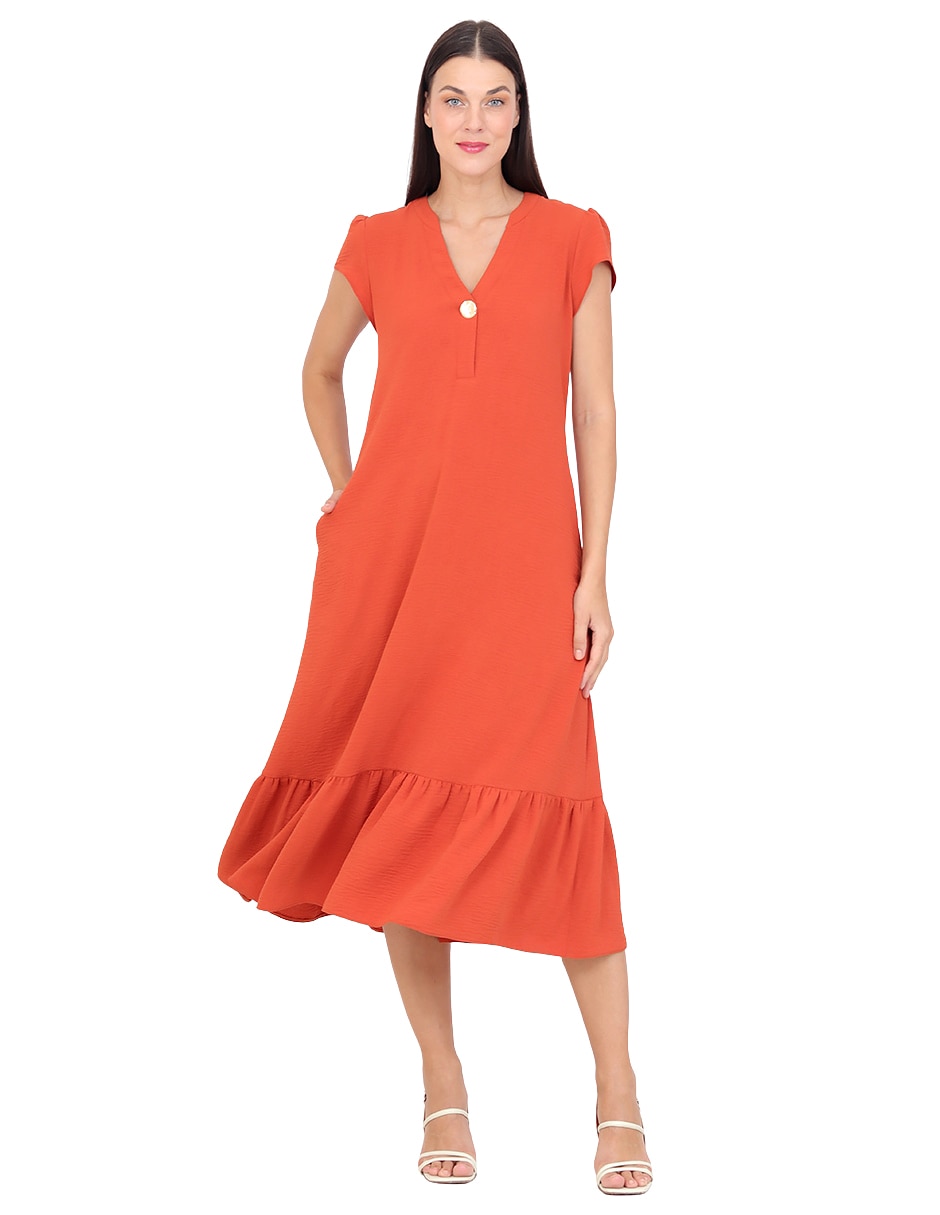 Vestido midi casual r de la p para mujer Vestido midi casual r de la p para mujer