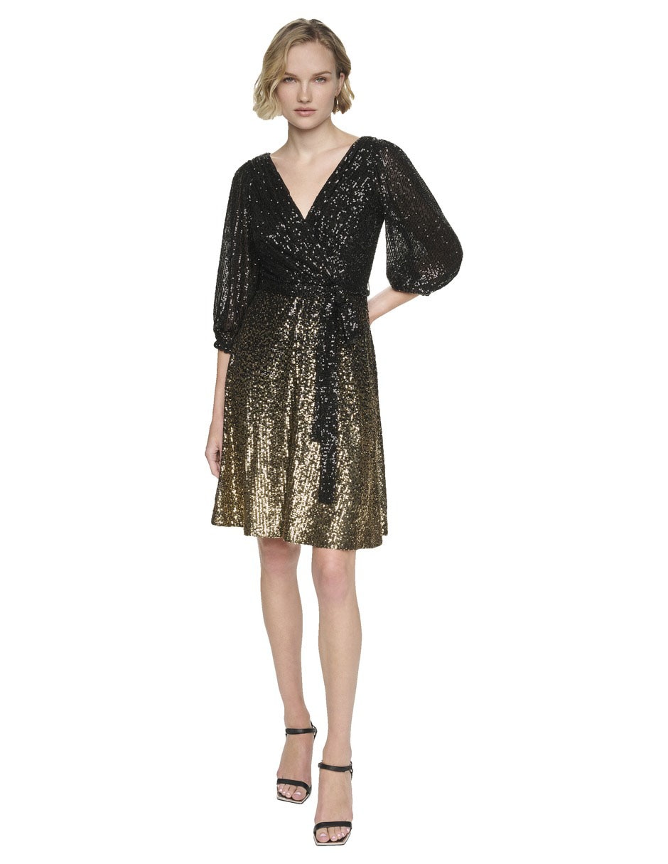 Vestido a la rodilla de fiesta escote v