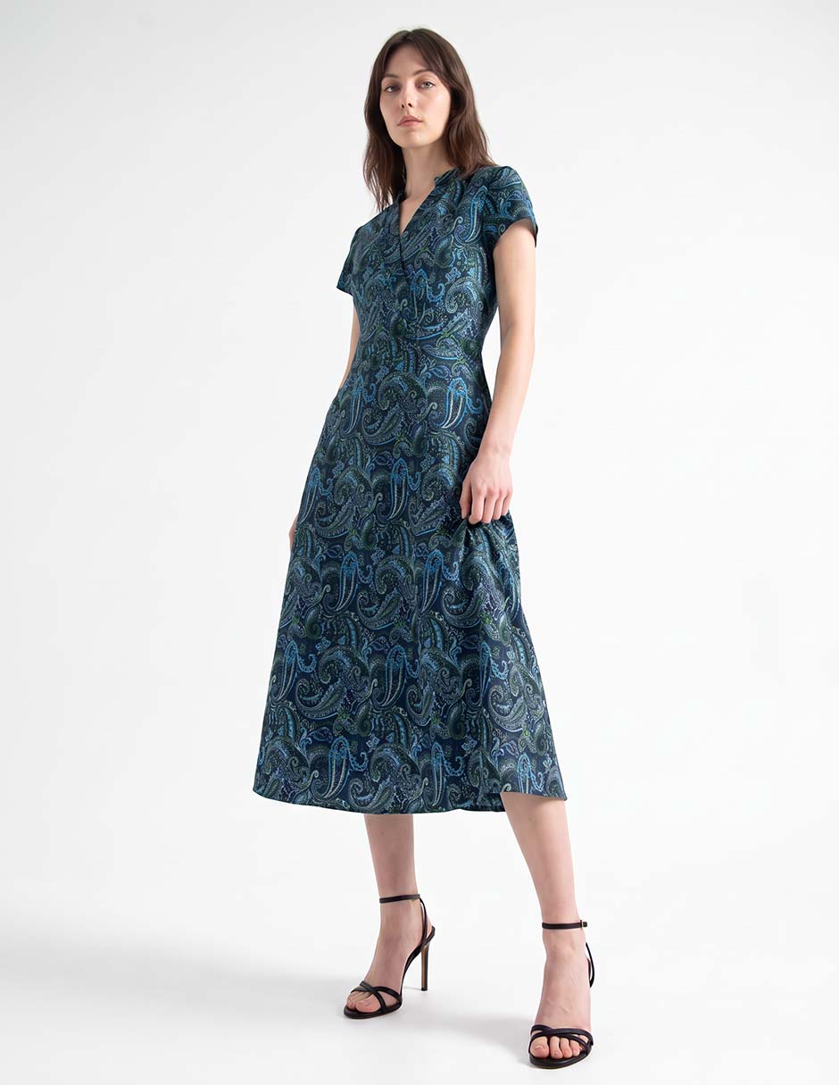 Vestido midi de fiesta escote v