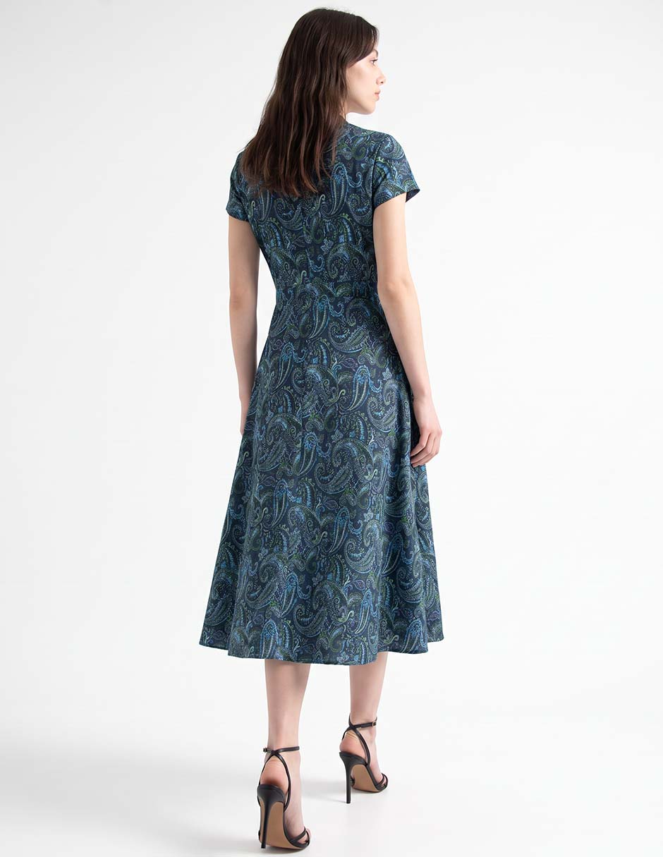 Vestido midi de fiesta escote v