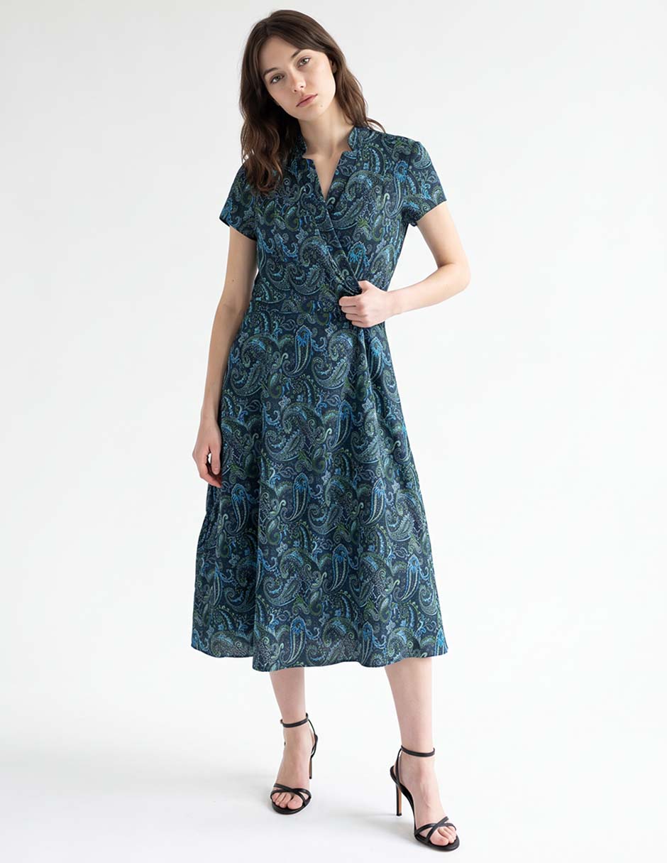 Vestido midi de fiesta escote v