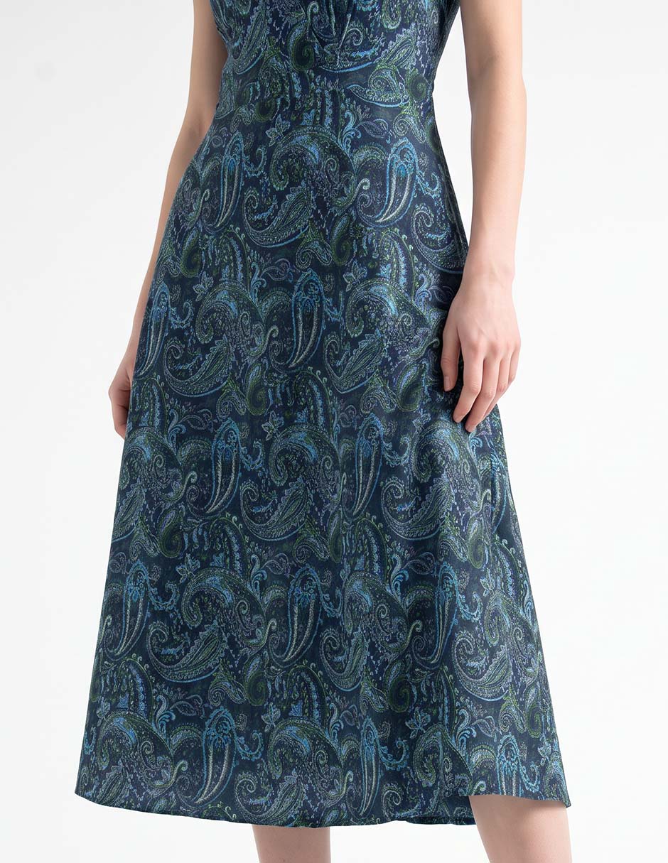 Vestido midi de fiesta escote v