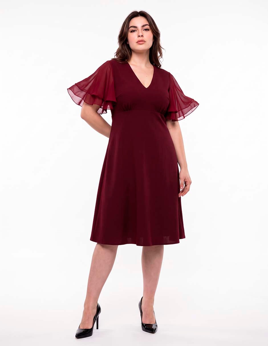 Vestido 3/4 de fiesta escote V 3
